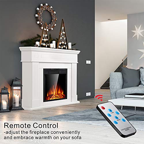 JAMFLY Electric Fireplace with Wooden Mantel and Remote