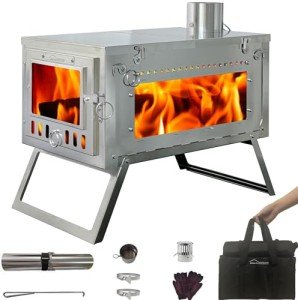 DANCHEL Portable Outdoor Wood Stove with Glass