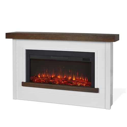 Bernice 67" Electric Fireplace with Mantel - White