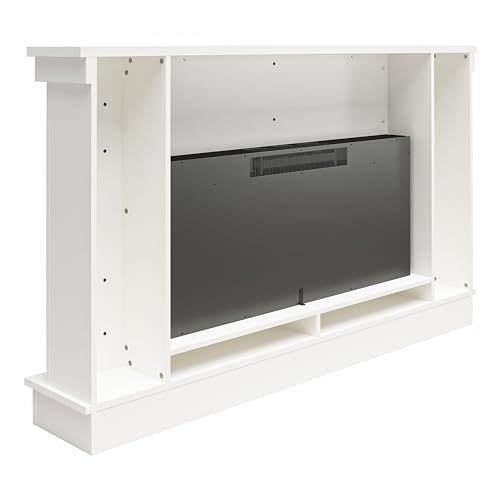 Elmcroft Wide White Electric Fireplace Mantel