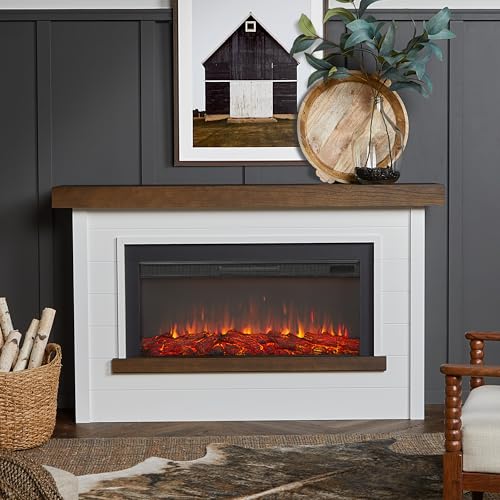 Bernice 67" Electric Fireplace with Mantel - White
