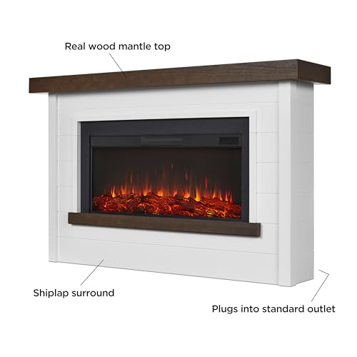 Bernice 67" Electric Fireplace with Mantel - White