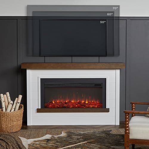 Bernice 67" Electric Fireplace with Mantel - White