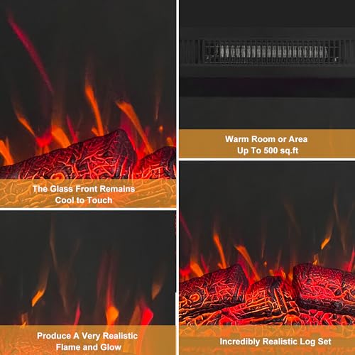 55" White Electric Fireplace with Remote Control