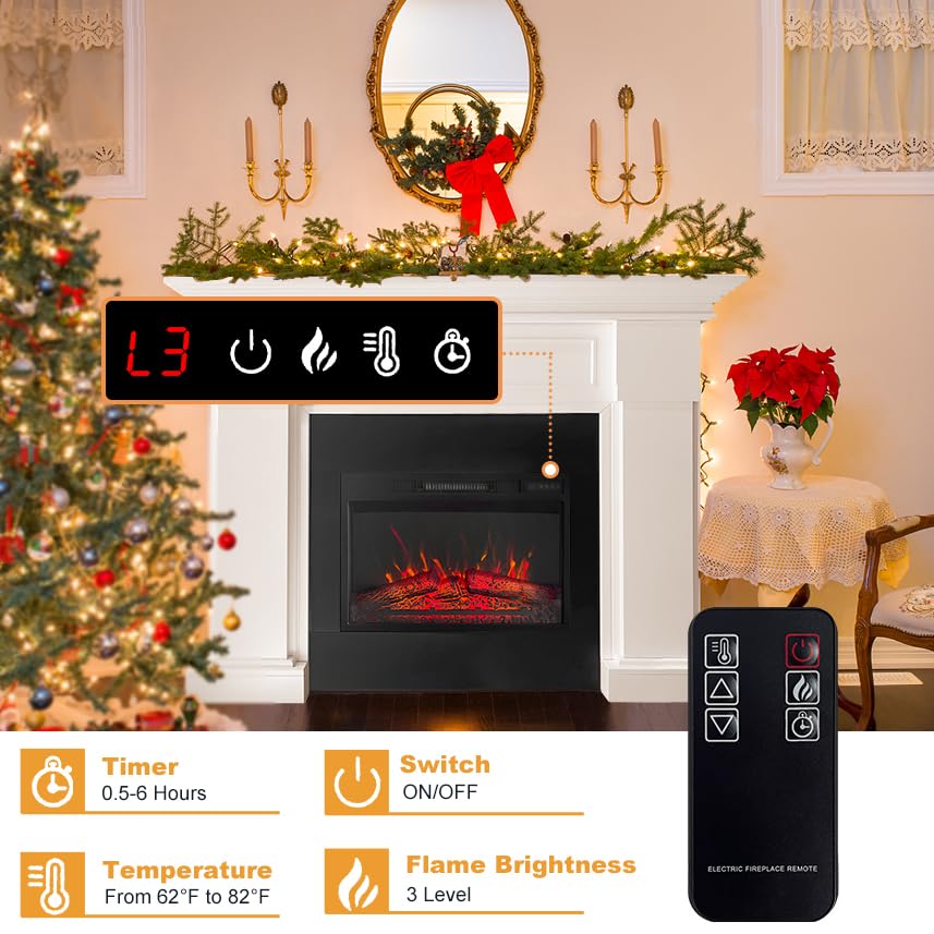 55" White Electric Fireplace with Remote Control