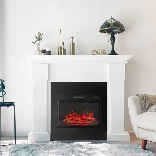 55" White Electric Fireplace with Remote Control