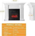 55-Inch Freestanding Electric Fireplace with Mantel