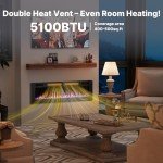 BREEZEHEAT 50" Wall-Mounted Electric Fireplace with Remote