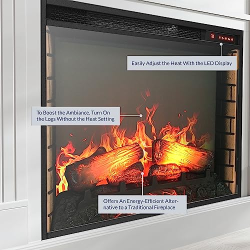 BELLEZE 70" Electric Fireplace Media Center - White