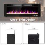 BREEZEHEAT 50" Wall-Mounted Electric Fireplace with Remote