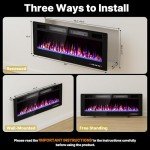 BREEZEHEAT 50" Wall-Mounted Electric Fireplace with Remote