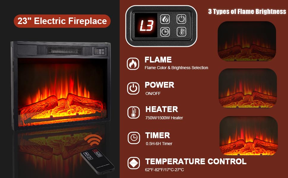 72-Inch LED Electric Fireplace with TV Stand