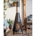 Tall Outdoor Wood Burning Chiminea Fire Pit