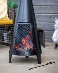 Tall Outdoor Wood Burning Chiminea Fire Pit
