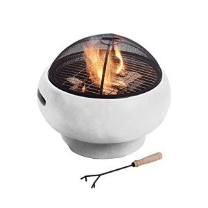Light Gray Concrete Round Charcoal & Wood Fire Pit