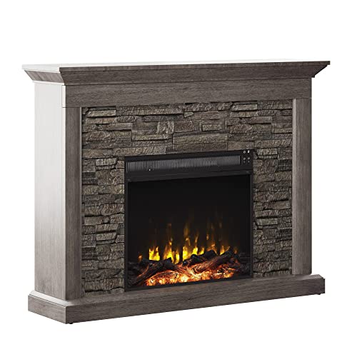 Weathered Gray Wall Mantel Electric Fireplace