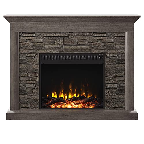 Weathered Gray Wall Mantel Electric Fireplace