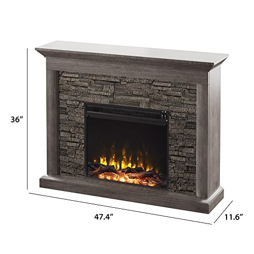Weathered Gray Wall Mantel Electric Fireplace