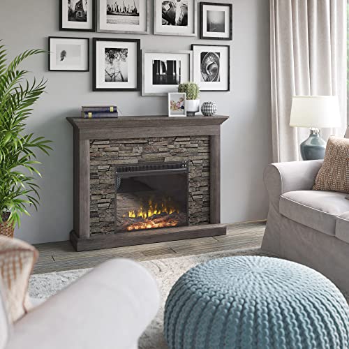 Weathered Gray Wall Mantel Electric Fireplace