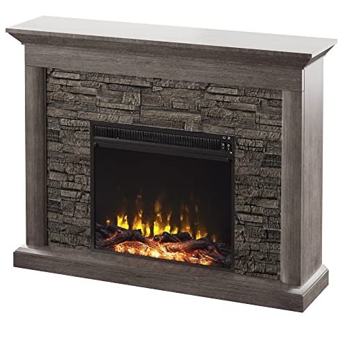 Weathered Gray Wall Mantel Electric Fireplace