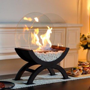 Large Round Glass Tabletop Bio Ethanol Fireplace