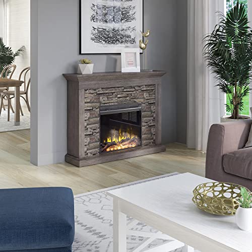 Weathered Gray Wall Mantel Electric Fireplace