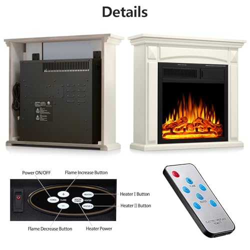 R.W.FLAME 27” Electric Fireplace Mantel TV Stand