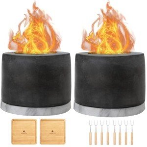 Roundfire Concrete Tabletop Ethanol Fire Pit Set