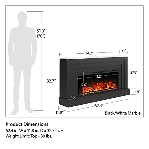 Ameriwood Lynnhaven 61" Electric Fireplace with Mantel