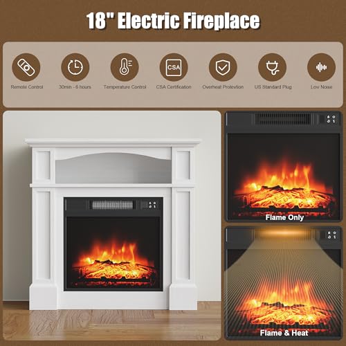 TRONLEE 32" Mantel with 18" Electric Fireplace