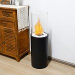 Large Ventless Bio Ethanol Fireplace with Stones