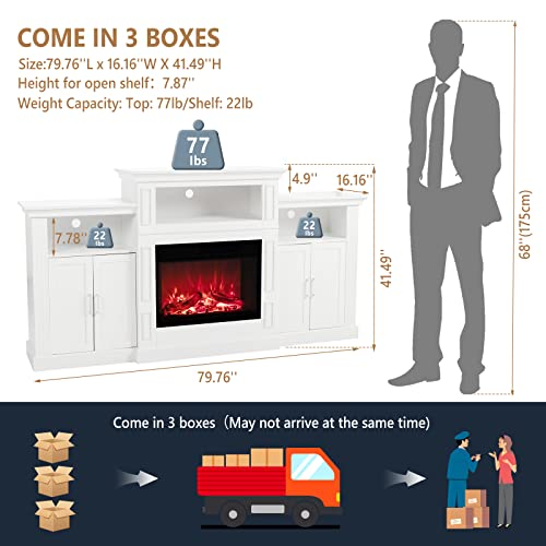 VINGLI Electric Fireplace TV Stand with Mantel