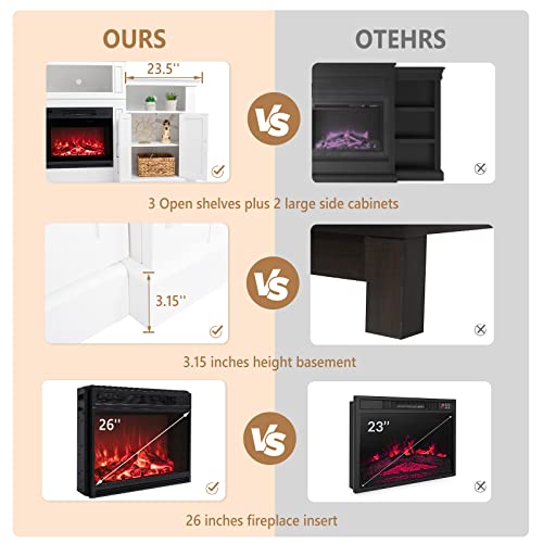 VINGLI Electric Fireplace TV Stand with Mantel
