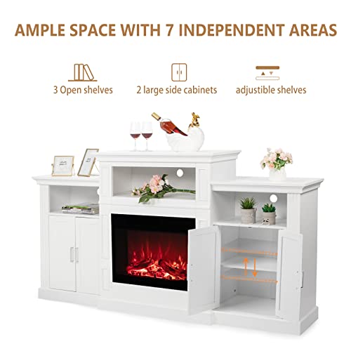 VINGLI Electric Fireplace TV Stand with Mantel