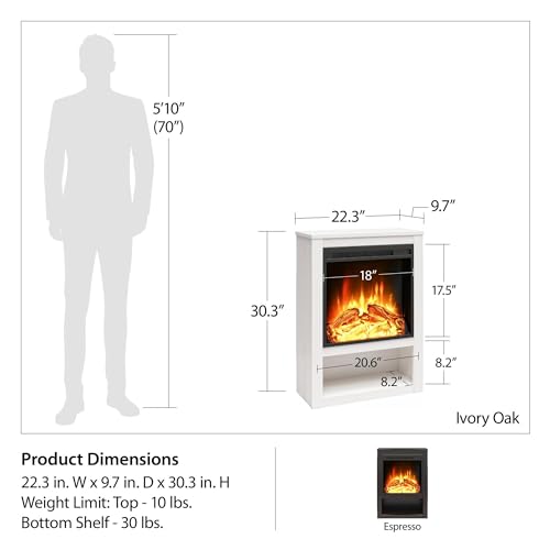 Ameriwood Clermont 22" Electric Fireplace with Mantel