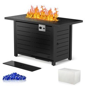Xbeauty 43" Rectangular Propane Fire Pit Table