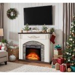 44-Inch Electric Fireplace with Stone Mantel Surround