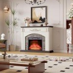 44-Inch Electric Fireplace with Stone Mantel Surround