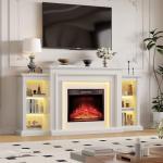 72" Electric Fireplace TV Stand with LED Lights