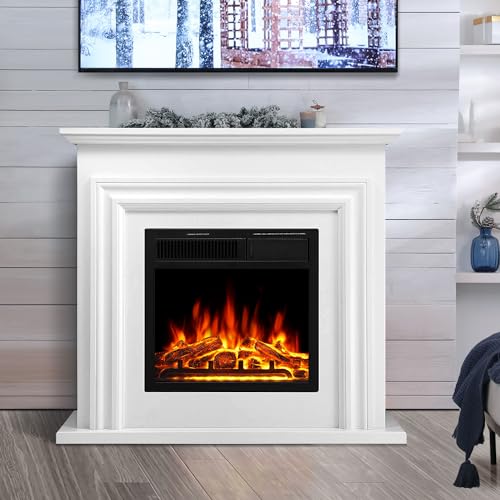 R.W.FLAME 36" White Electric Fireplace with Remote