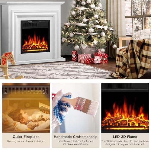 R.W.FLAME 36" White Electric Fireplace with Remote