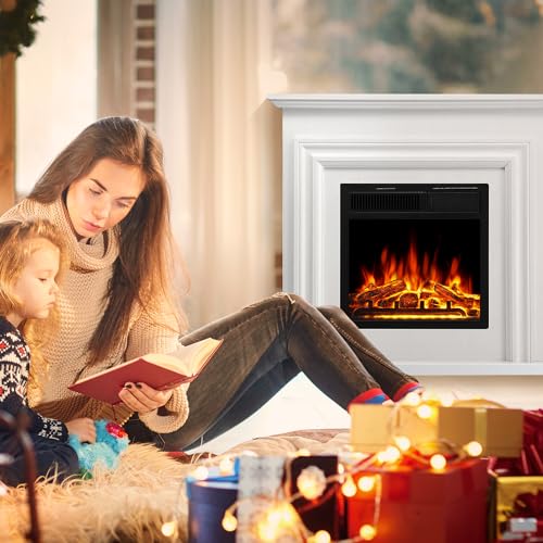 R.W.FLAME 36" White Electric Fireplace with Remote