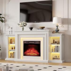 72" Electric Fireplace TV Stand with LED Lights