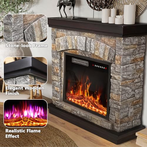 PUKAMI 36" Electric Fireplace with Stylish Mantel