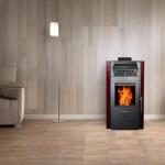 Comfortbilt Small Burgundy Pellet Stove with 47 Lbs Hopper
