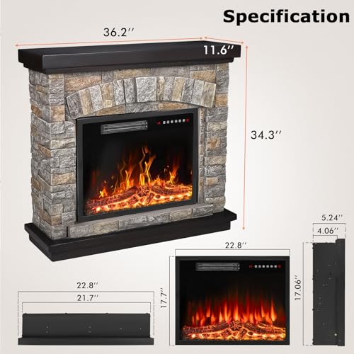 PUKAMI 36" Electric Fireplace with Stylish Mantel