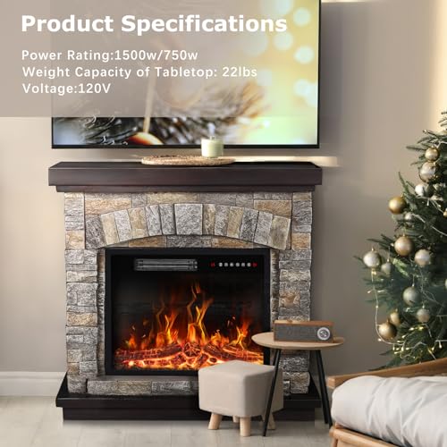 PUKAMI 36" Electric Fireplace with Stylish Mantel