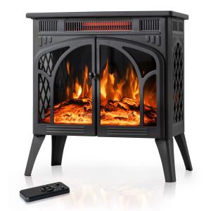 24-Inch Infrared Electric Fireplace Stove - Black