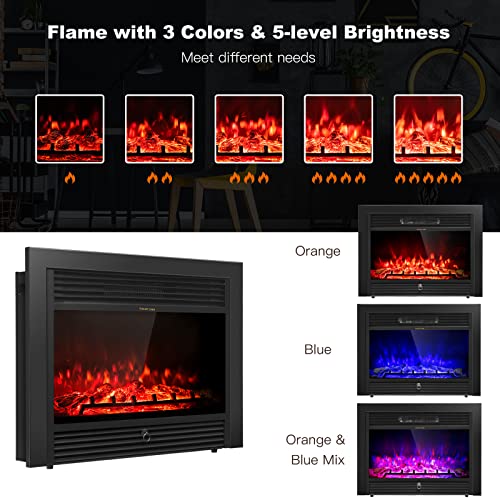 Tangkula 70" Electric Fireplace with Mantel & Bookshelves