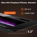 BREEZEHEAT 50" Electric Wall-Mounted Fireplace with Remote